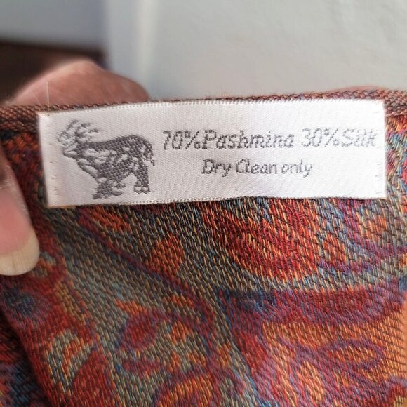 Multicolor paisley Pashmina/ Silk Shawl Scarf Size L - Picture 7 of 7